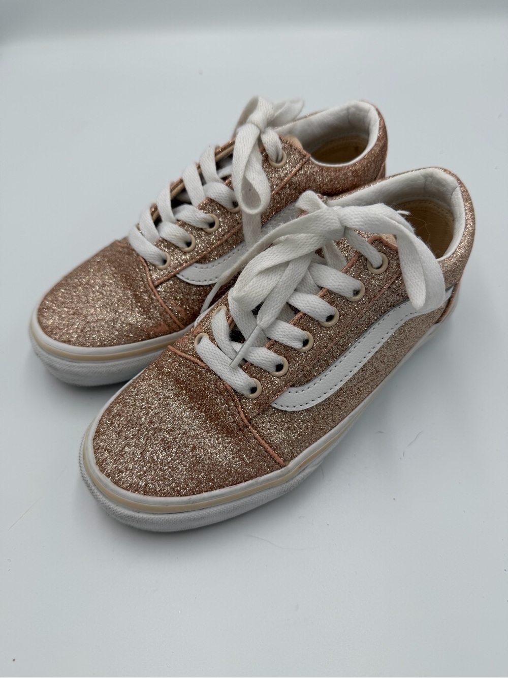 Vans Kids Glitter Low-Top Sneakers - Rose Gold with White Stripe